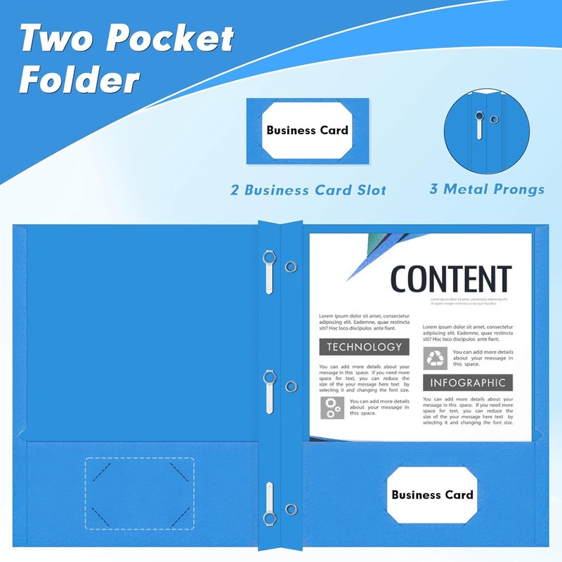 PANDRI Two Pocket Folders, 30 Pack with Prongs, Letter Size, Lightblue - Image 5